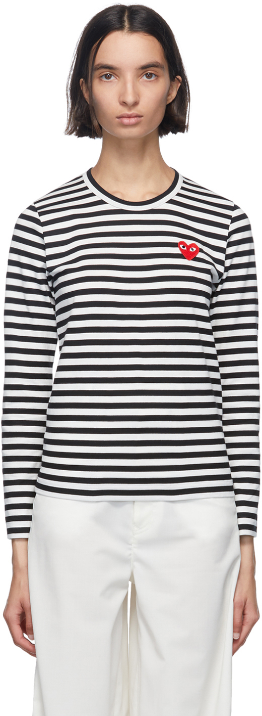 cdg black and white striped shirt
