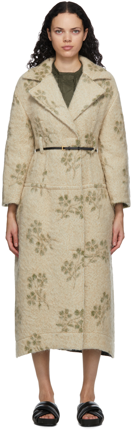 Beige Wool Floral Coat