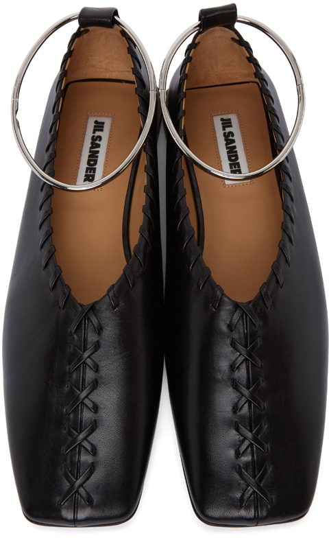 jil sander whipstitched leather ballet flats