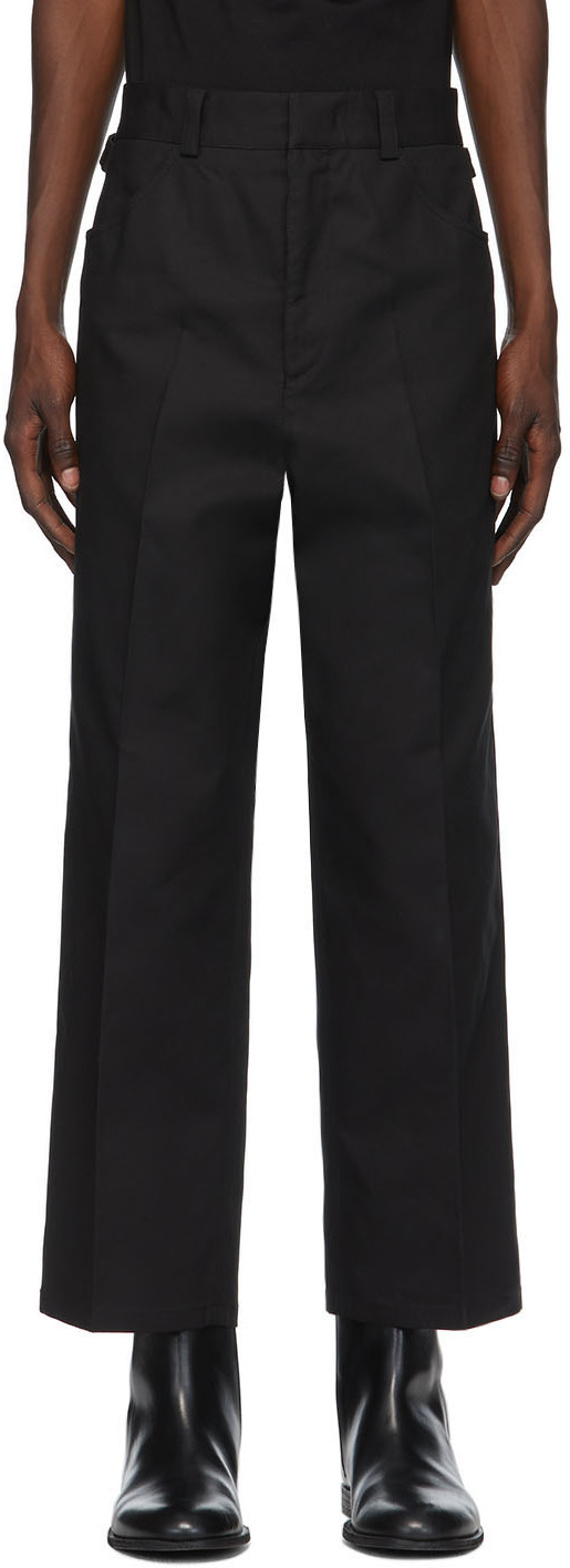 Black Piqué Cropped Structured Trousers
