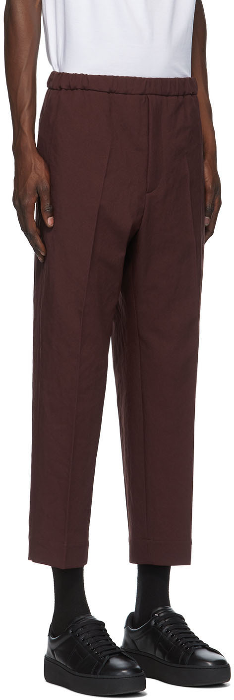 burgundy cropped trousers