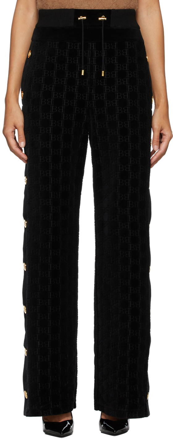 Black Velvet Monogram Lounge Pants by 