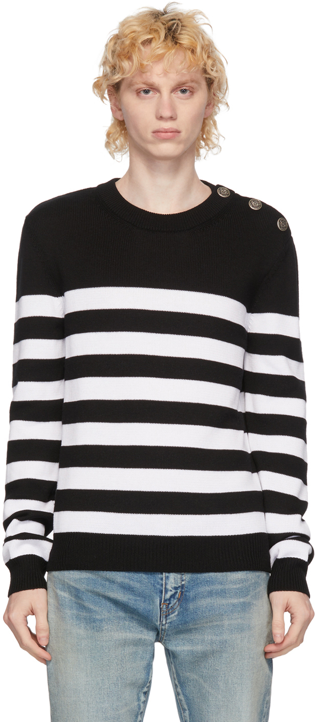 White & Black Wool Nautical Sweater White & Black Wool Nautical Sweater