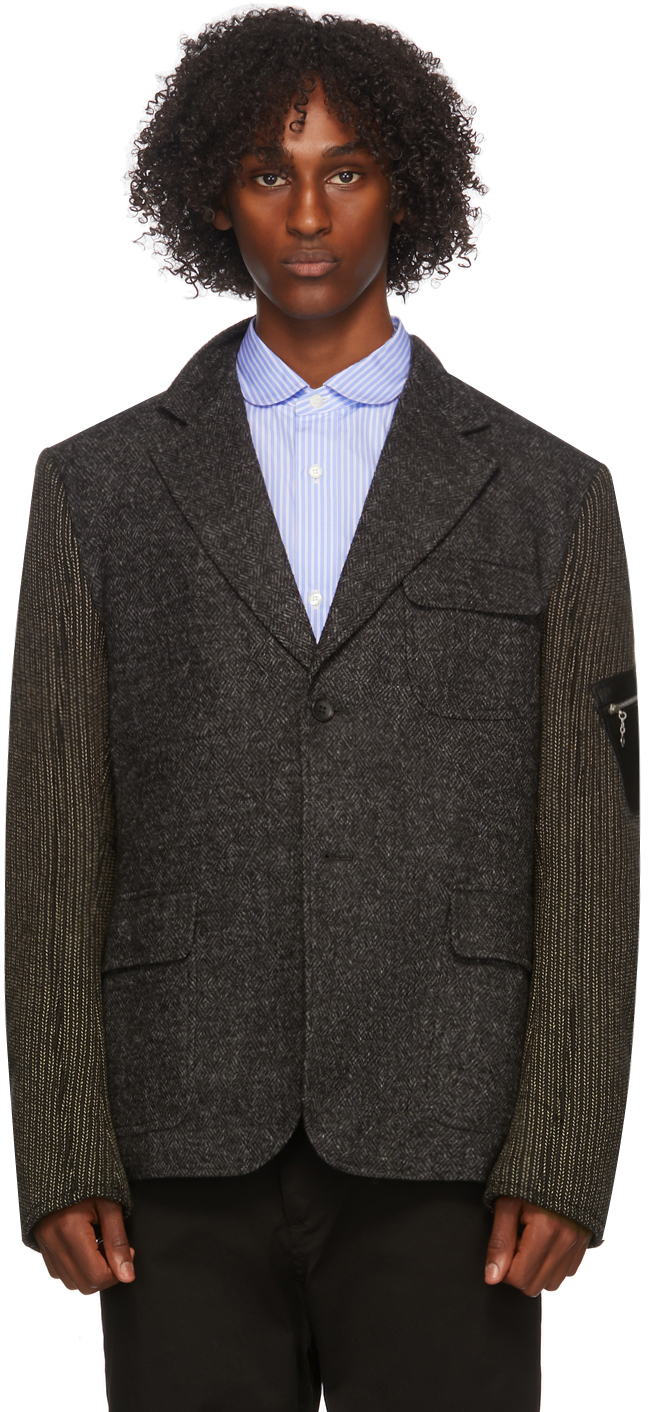 Junya Watanabe: Grey Paneled Wool & Corduroy Jacket | SSENSE
