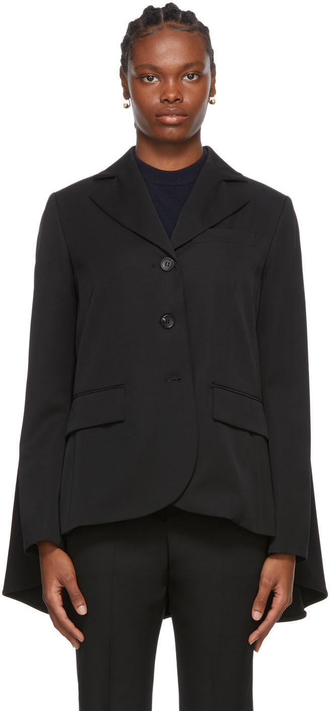 Black Wool Classic Blazer by Lanvin on Sale