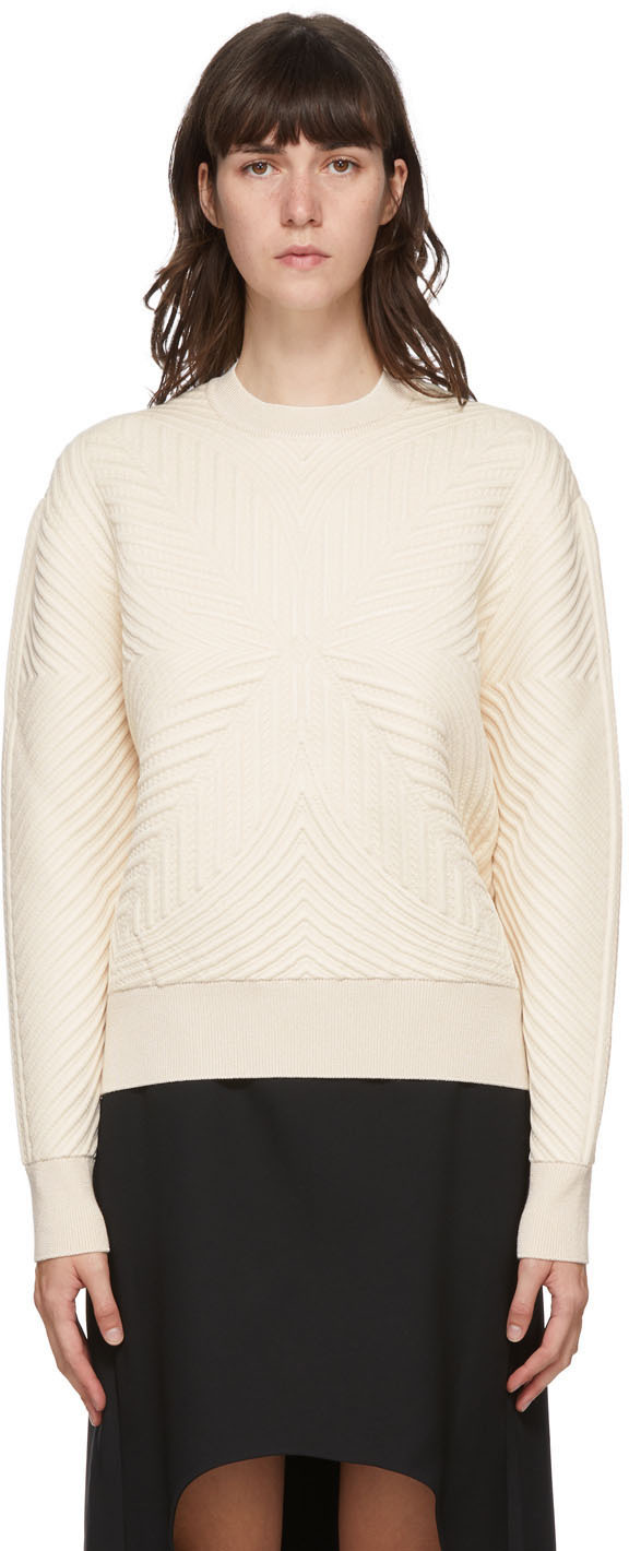 Alexander McQueen Off-White Quilted Knit Sweater