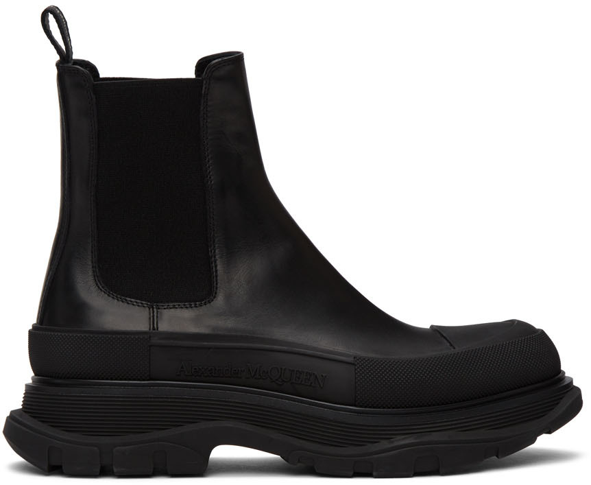 Alexander McQueen: Black Tread Slick Chelsea Boots | SSENSE