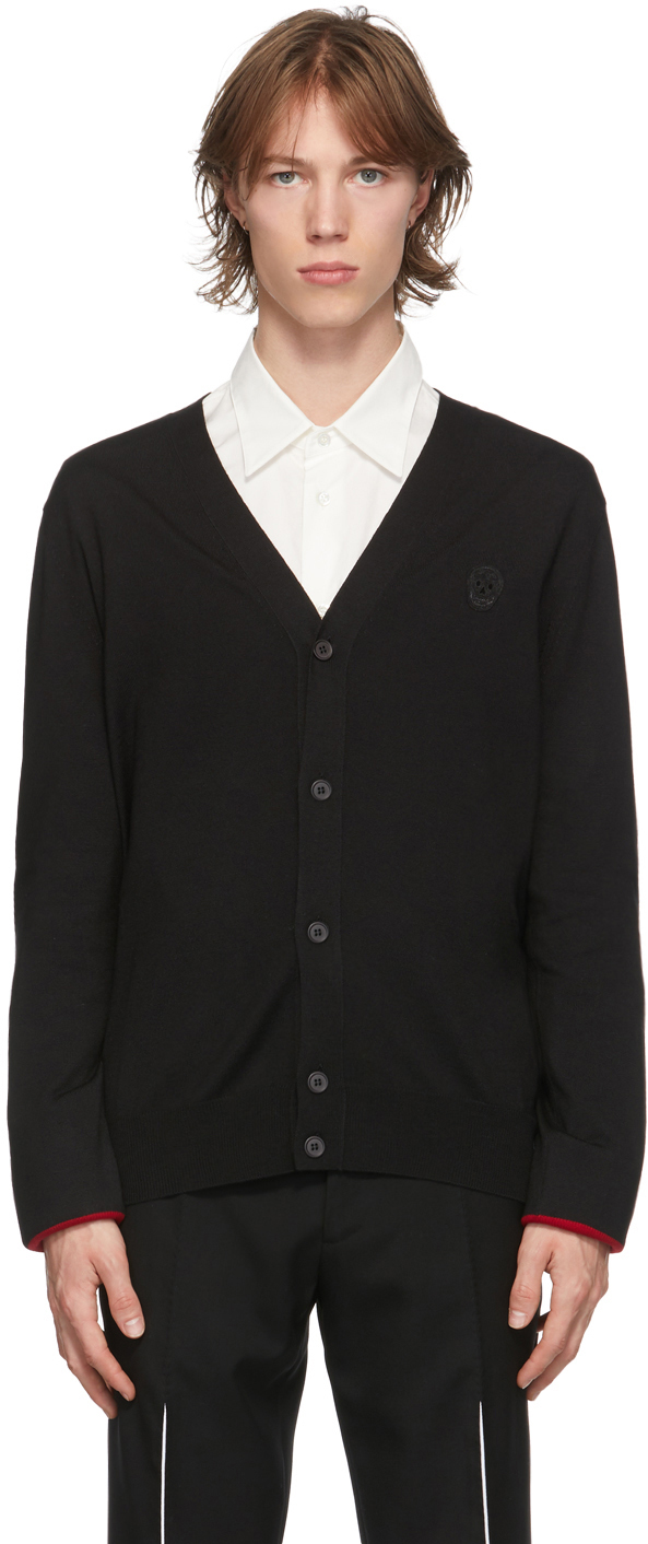 Alexander McQueen: Black Wool Scarlet Cardigan | SSENSE Canada