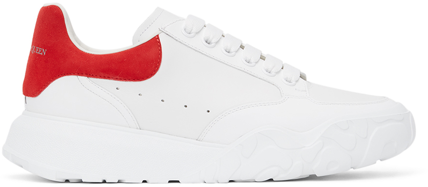 Alexander McQueen White & Red Court Trainer Sneakers