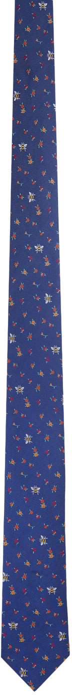 Paul Smith Blue Silk Floral Tie