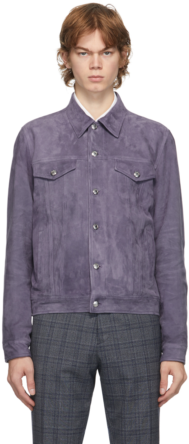Paul Smith: Purple Suede Trucker Jacket | SSENSE UK