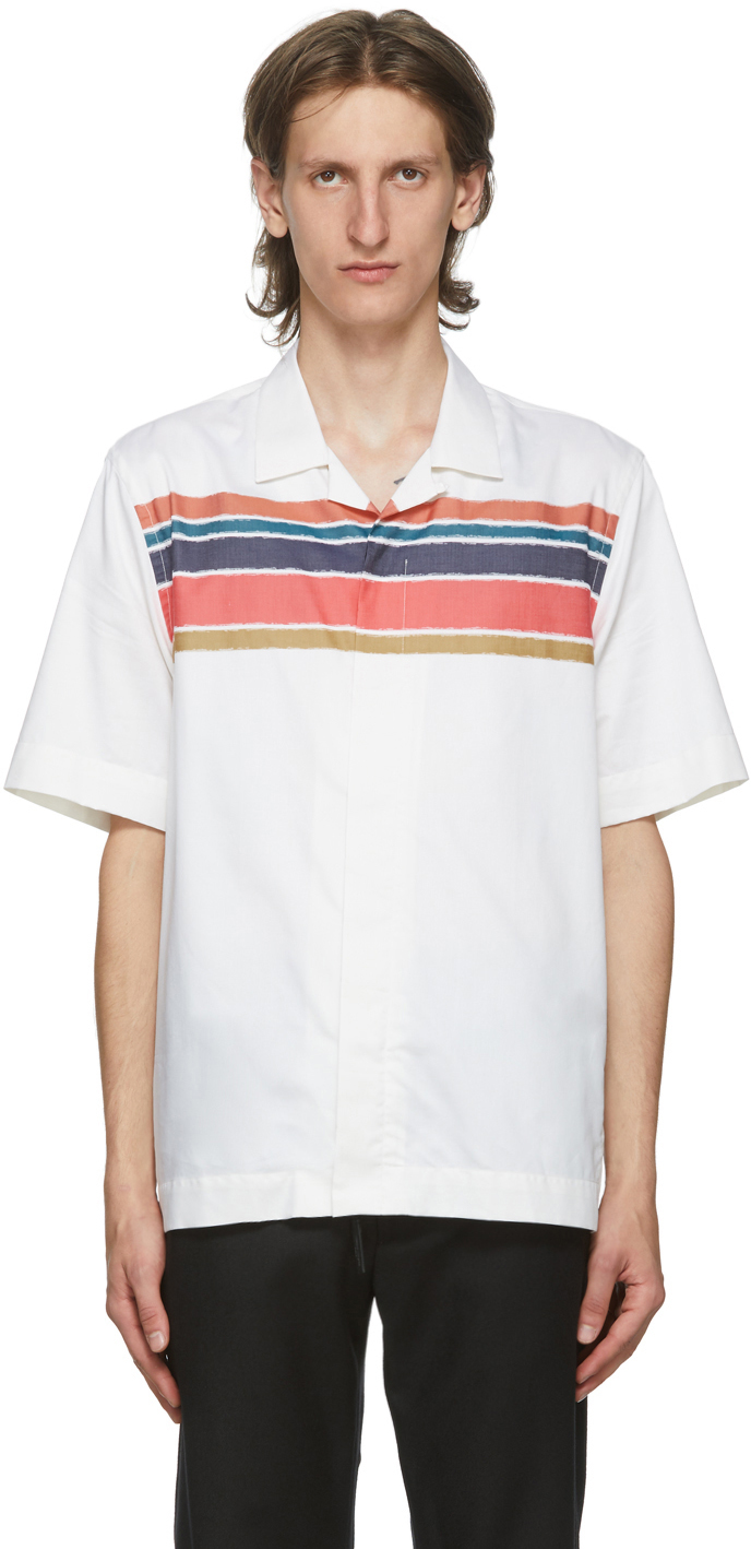 White Striped Short Sleeve Shirt by Paul Smith on Sale