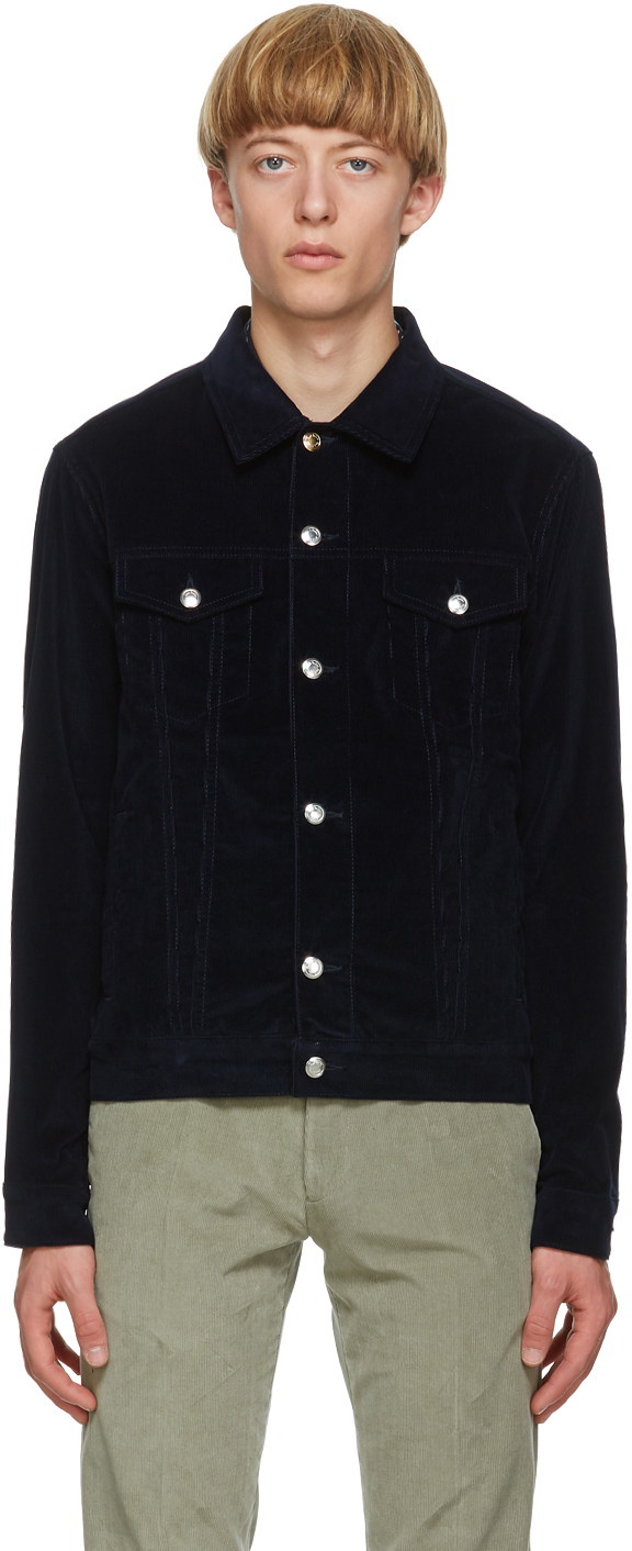 Paul Smith: Navy Corduroy Tailored Work Blazer | SSENSE