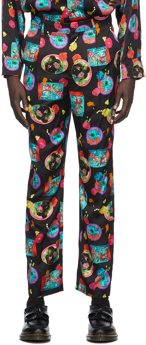 Opening Ceremony Black & Pink Mix Print Trousers