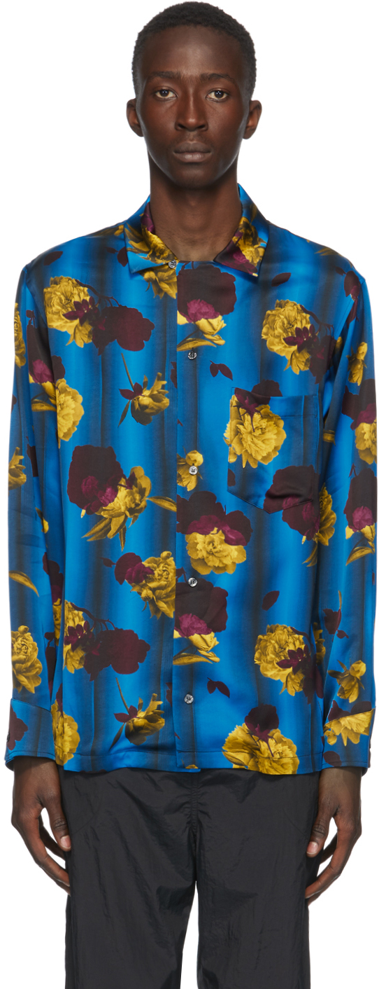 Opening Ceremony: Blue Satin Floral Shirt | SSENSE Canada