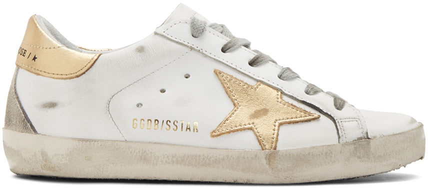 golden goose sneakers white and gold