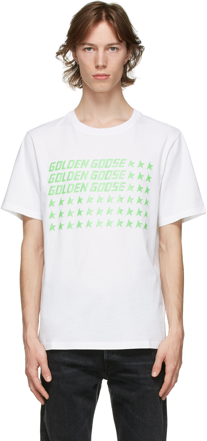 Golden Goose: White & Adamo Flag T-Shirt | SSENSE