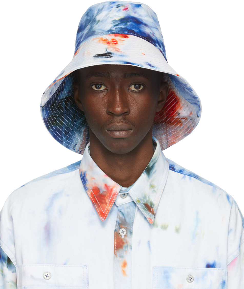 S.R. STUDIO. LA. CA.: White SOTO Hand Tie-Dyed Bucket Hat | SSENSE