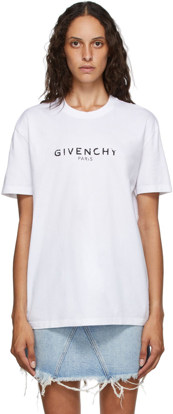 Givenchy ホワイト Masculine Paris ロゴ T シャツ