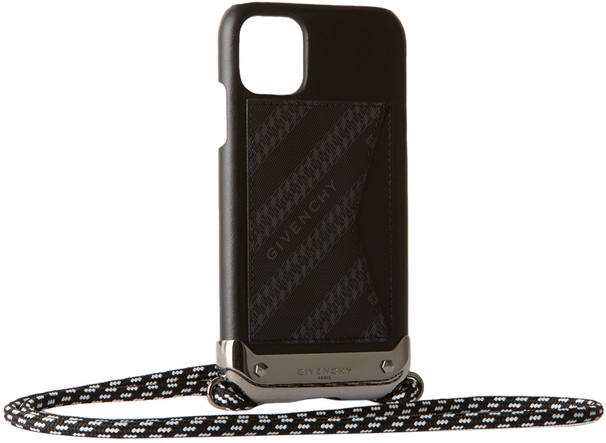 Givenchy ブラック & グレー レザー iPhone 11 ケース