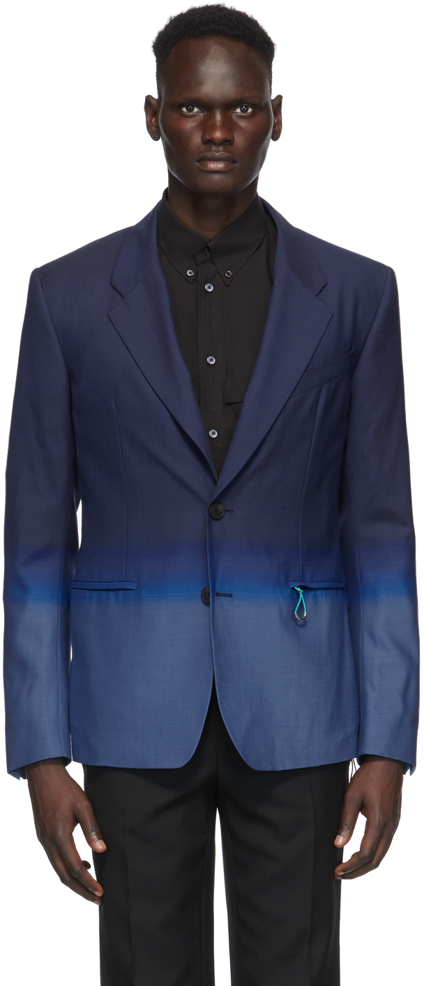 Blue Single-Breasted Gradient Blazer