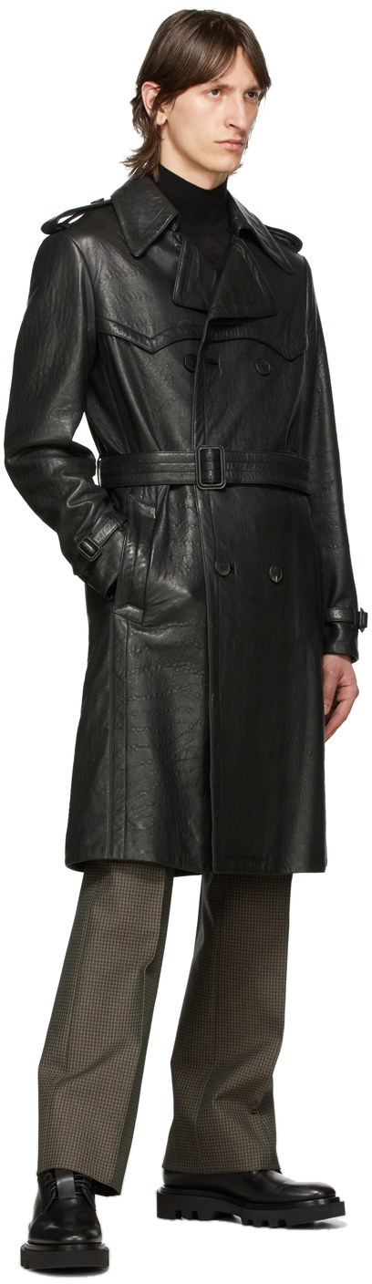 Givenchy ブラック レザー ベルト トレンチ コート
