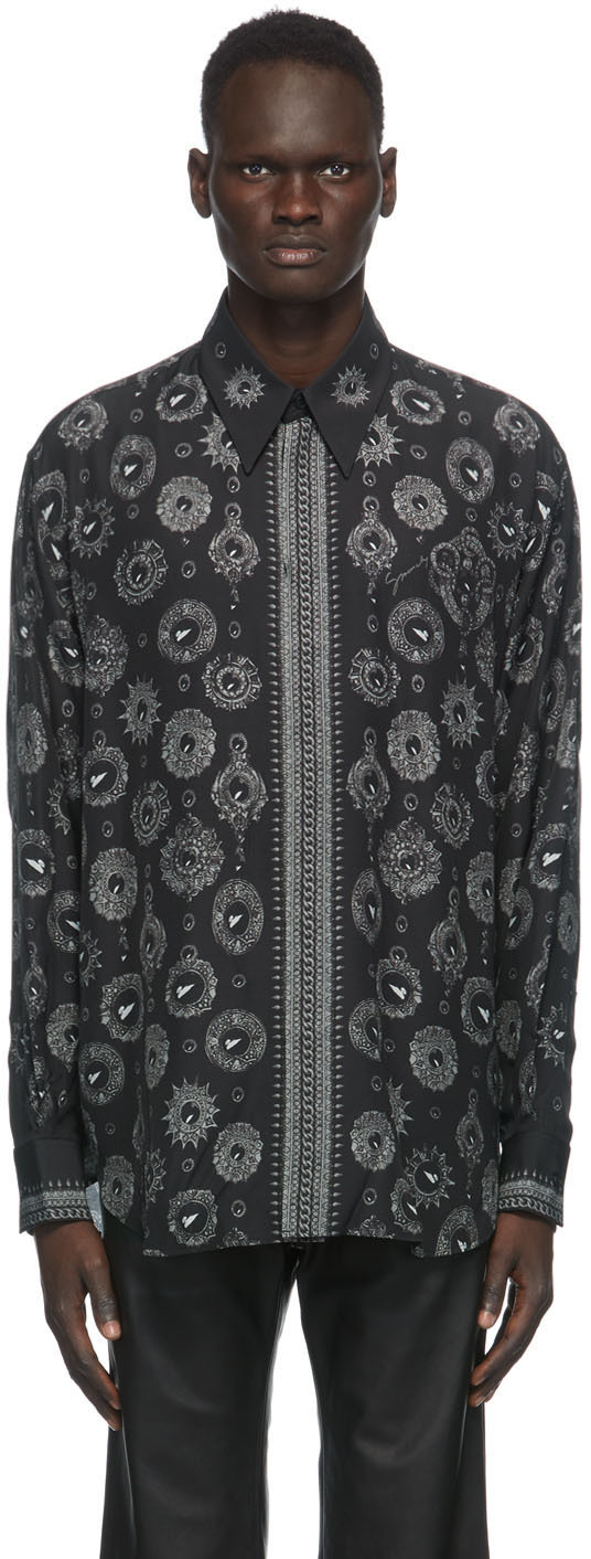 Black & Grey Jewelry Printed Shirt