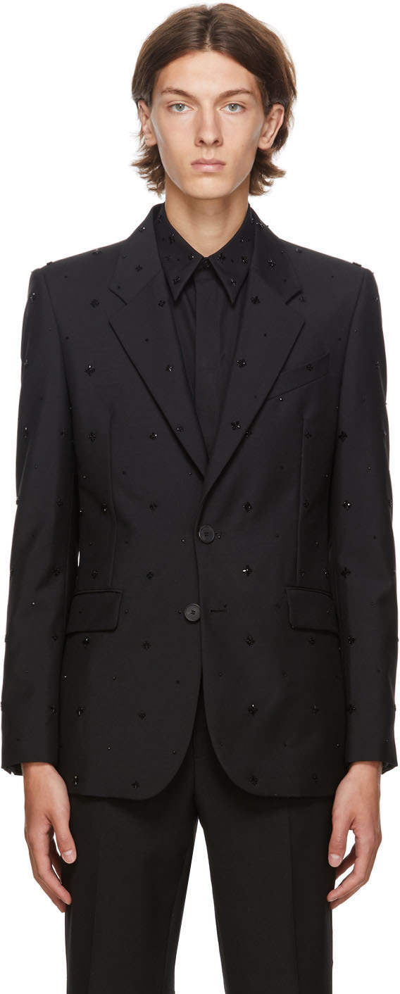 Givenchy Black Embroidered Evening Blazer 202278M195236