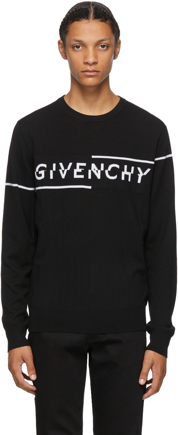 Givenchy: Black & White Split Logo Sweater | SSENSE UK