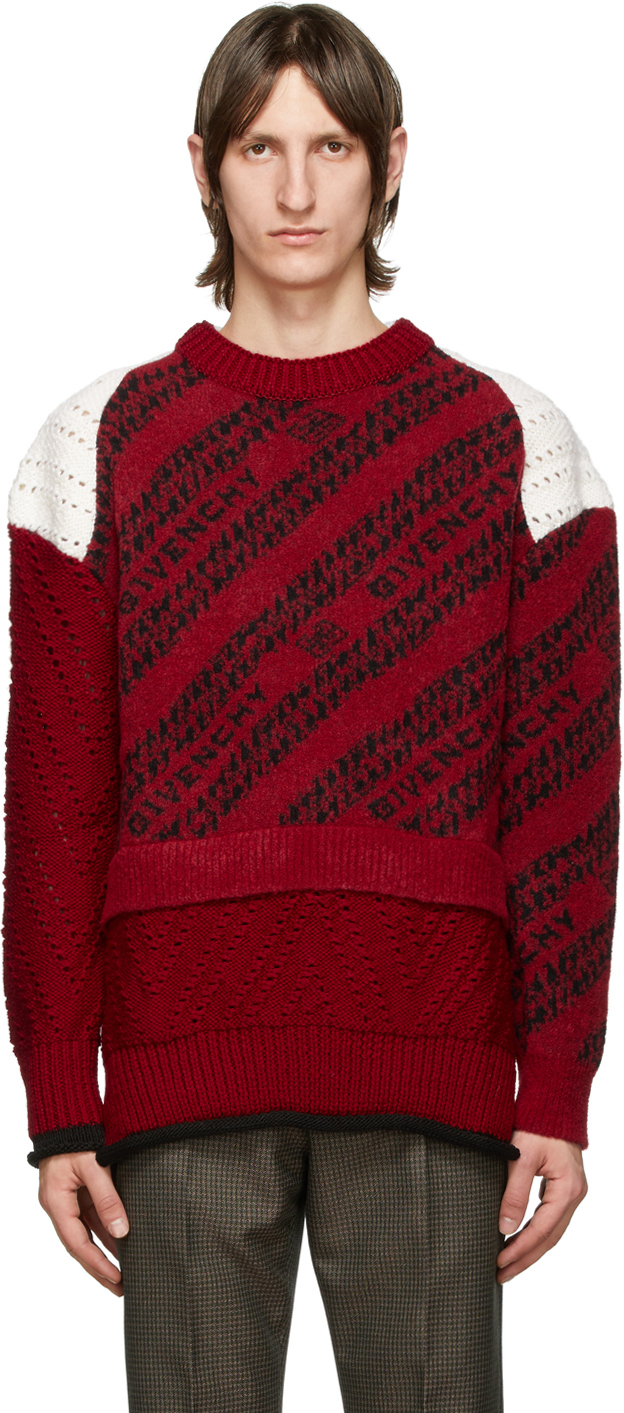 givenchy red and white sweater