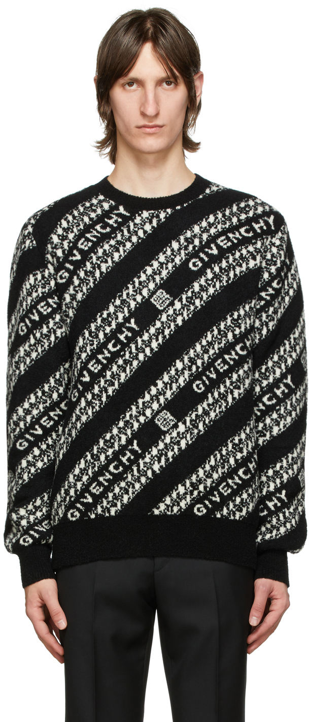 Givenchy: Black u0026 White Chain Sweater | SSENSE Canada