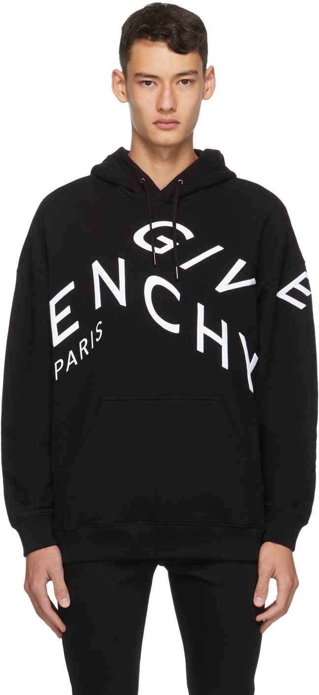 Givenchy: Black & White Refracted Logo Hoodie | SSENSE Canada