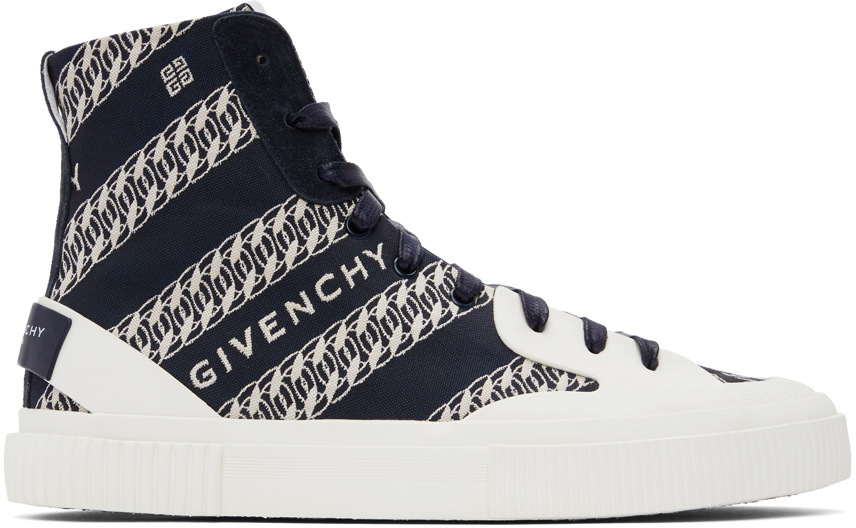 Givenchy Navy Chain Tennis Light HighTop Sneakers SSENSE