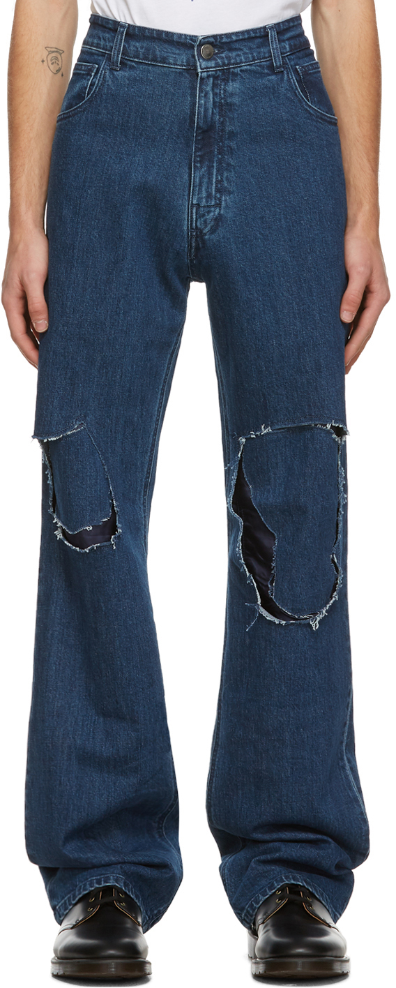 raf simons patch jeans