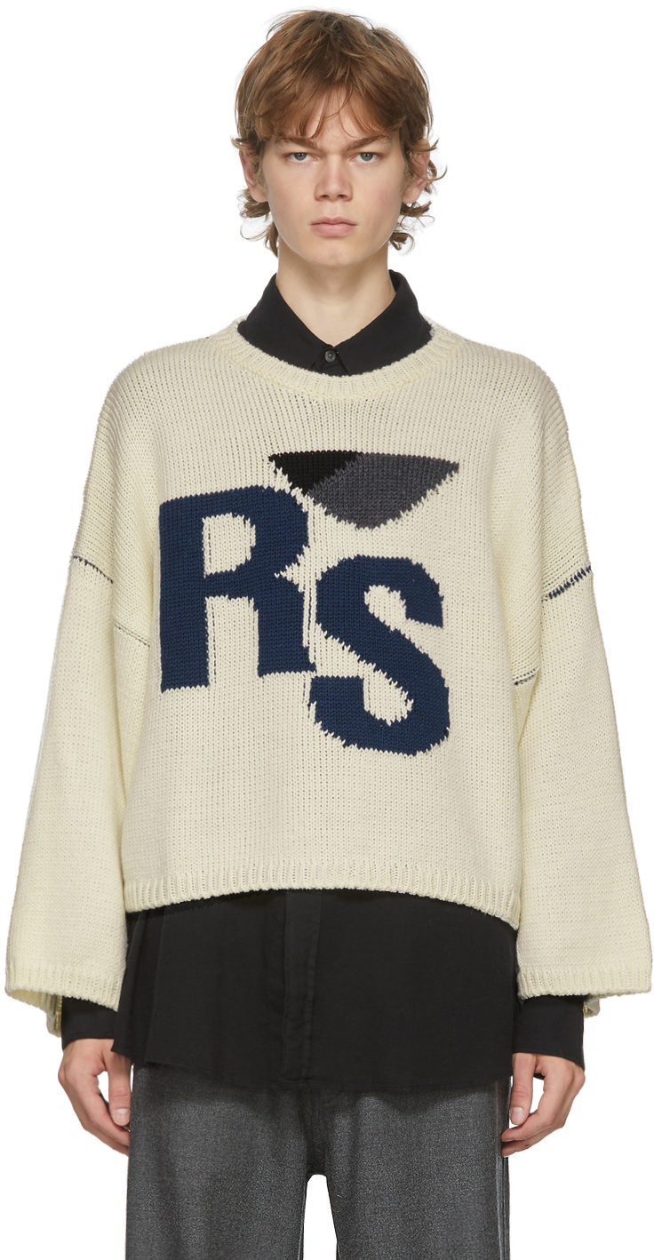Raf Simons: Off-White Oversized 'RS' Sweater | SSENSE
