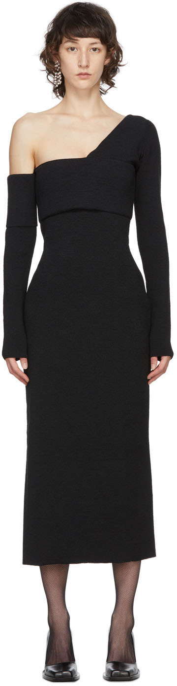 Proenza Schouler: Black Silk Bandagey Knit Dress | SSENSE