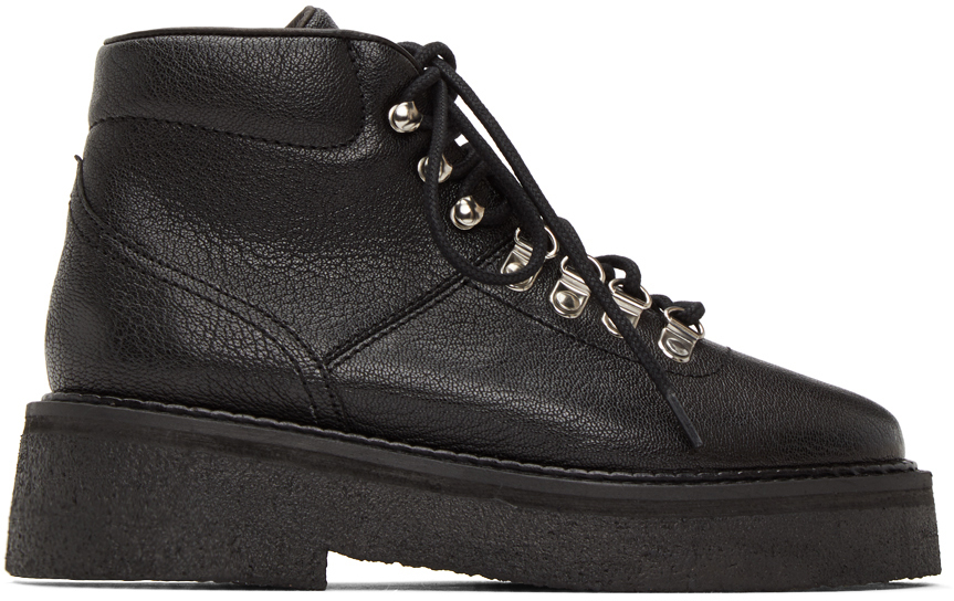 BY FAR: Black Grained Leo Boots | SSENSE