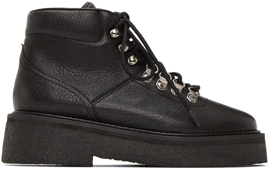 BY FAR Black Grained Leo Boots SSENSE