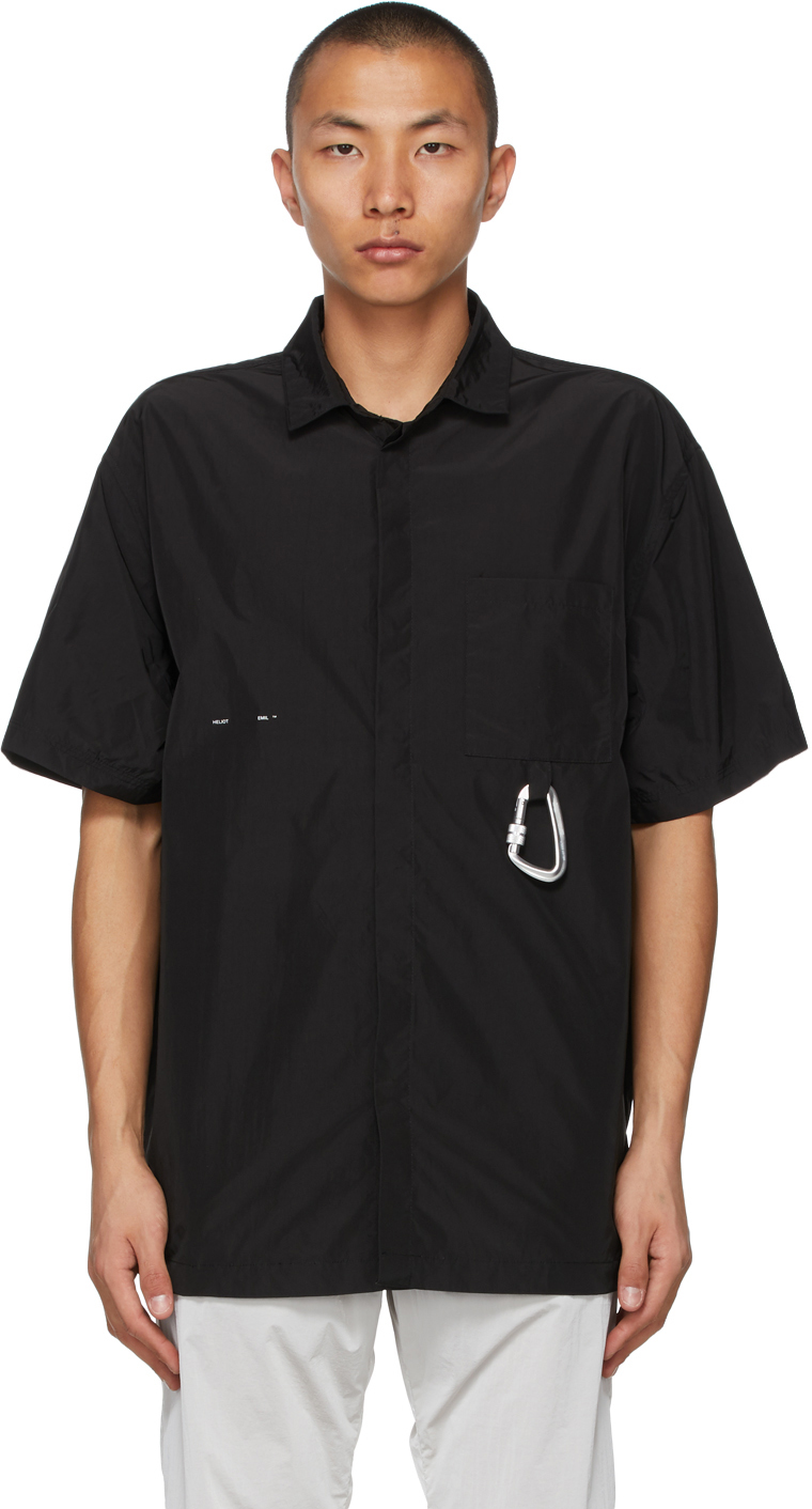HELIOT EMIL: Black Carabiner Tech Short Sleeve Shirt | SSENSE
