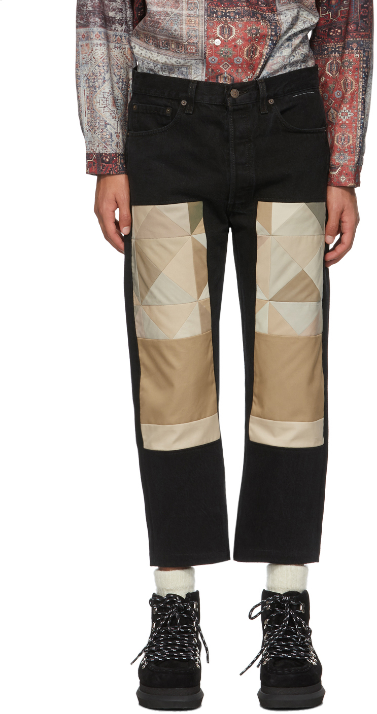 black patchwork jeans