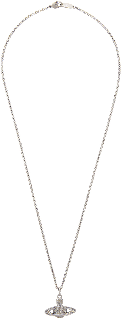 Silver Mini Bas Relief Orb Necklace 