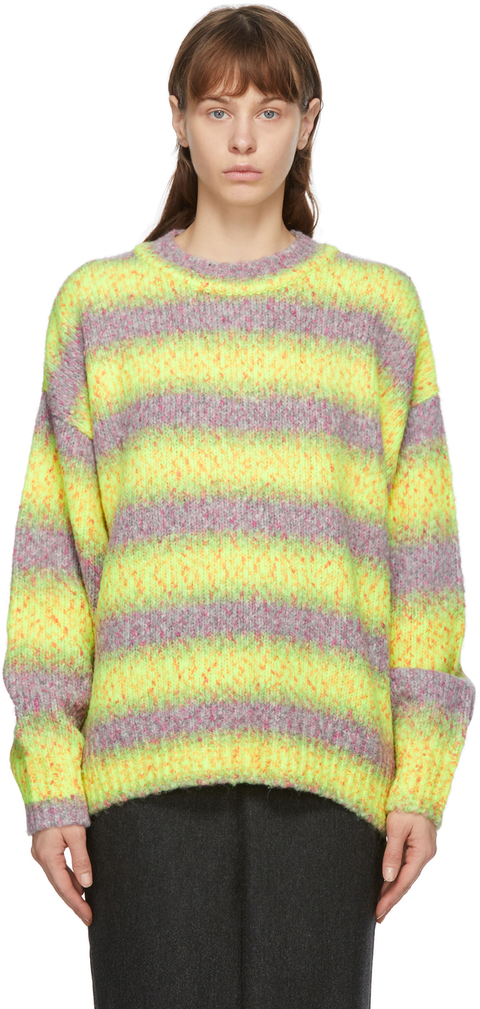 purple and yellow sweater