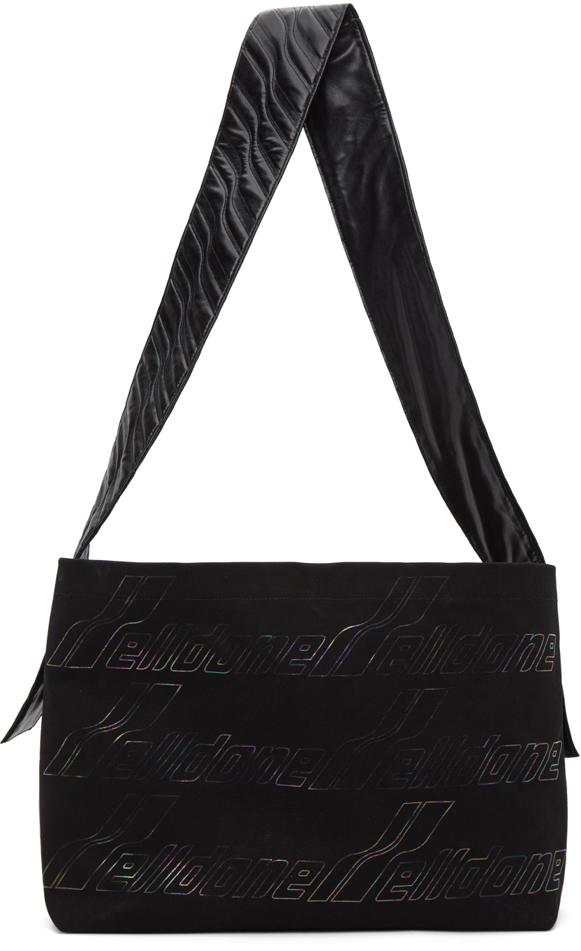 We11done Black Canvas Maxi Logo Messenger Bag 202327M170110