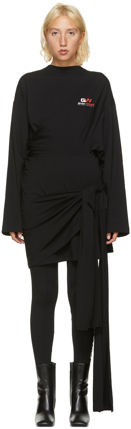 Balenciaga: Black 'Gym Wear' Wrap Dress 