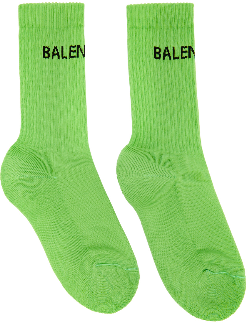Balenciaga Green Logo Tennis Socks