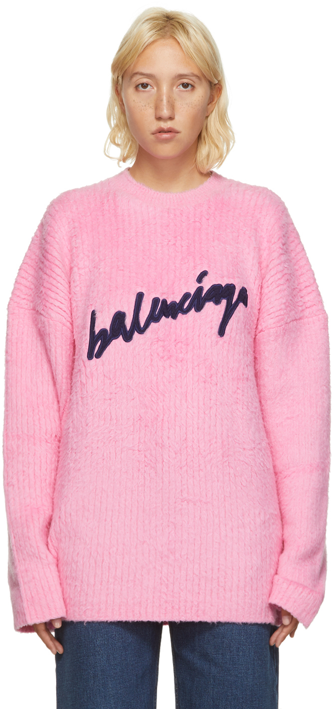 Pink Oversized Signature Logo Sweater 