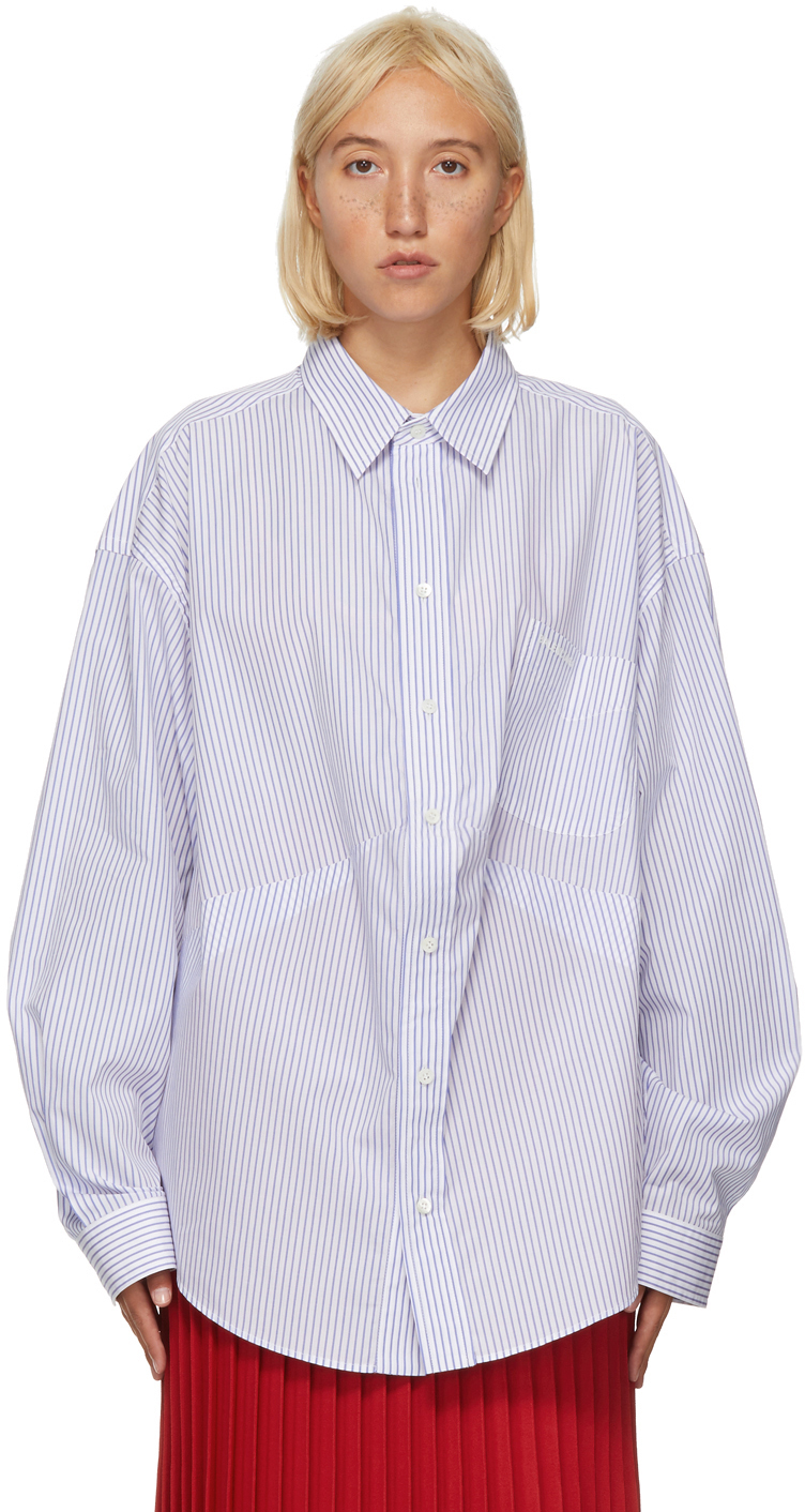 balenciaga blue and white striped shirt