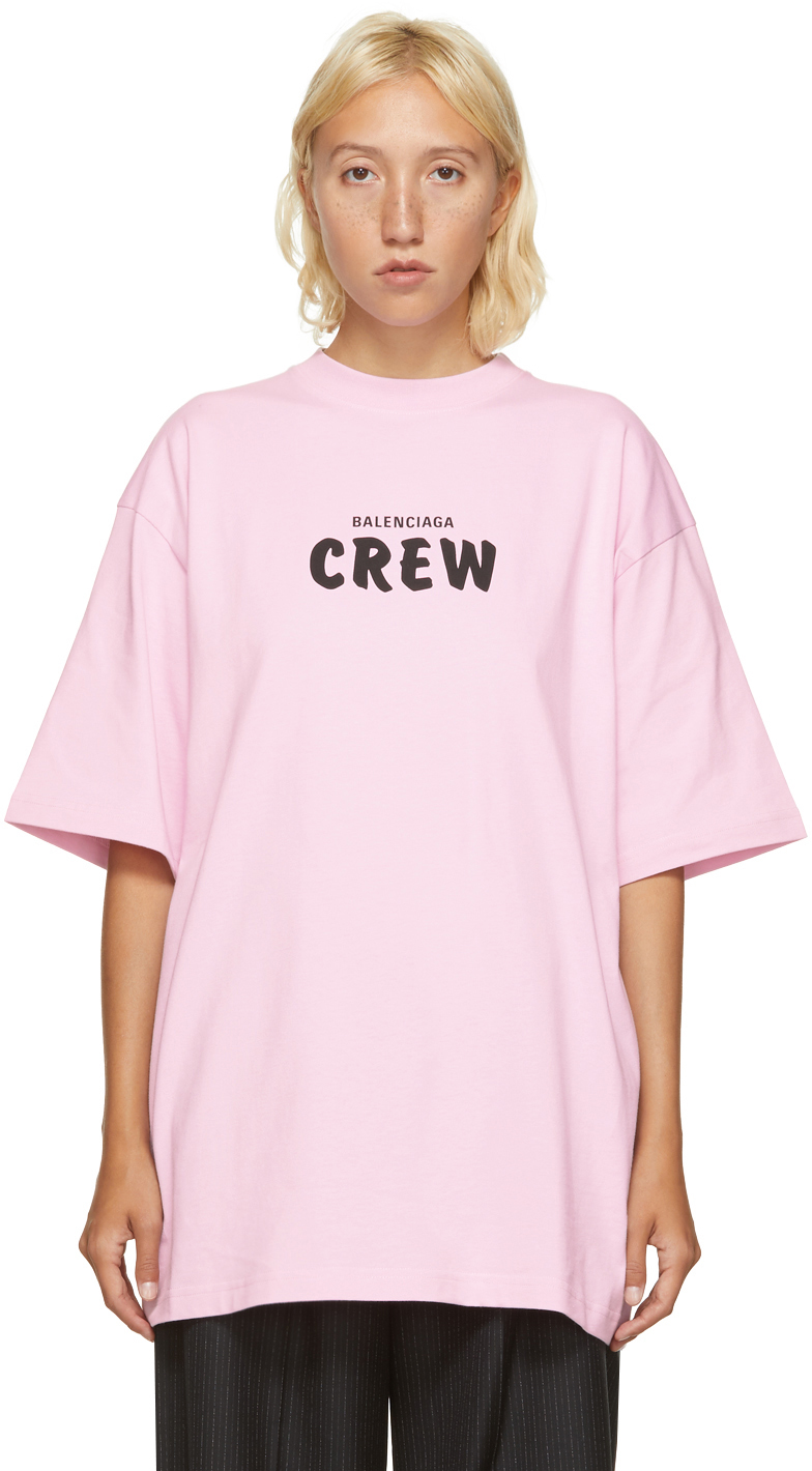 Balenciaga: Pink 'Crew' T-Shirt | SSENSE