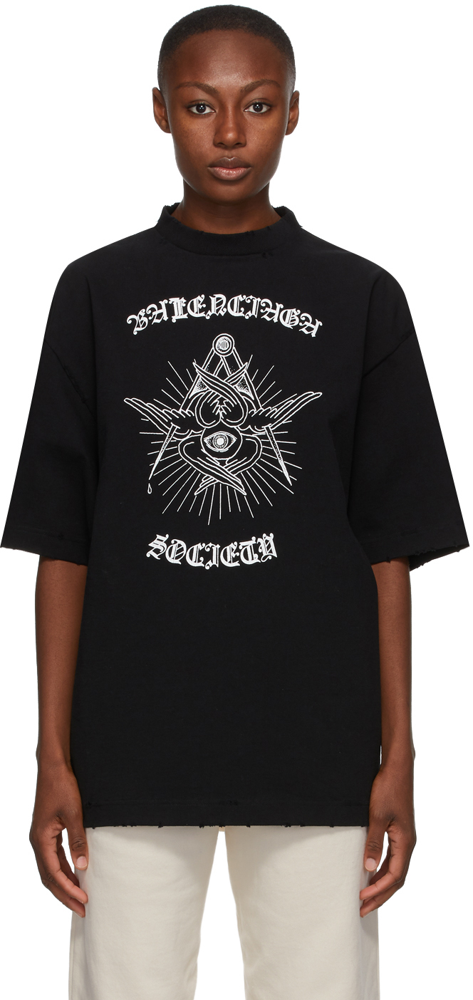 Balenciaga: Black Gothic T-Shirt | SSENSE