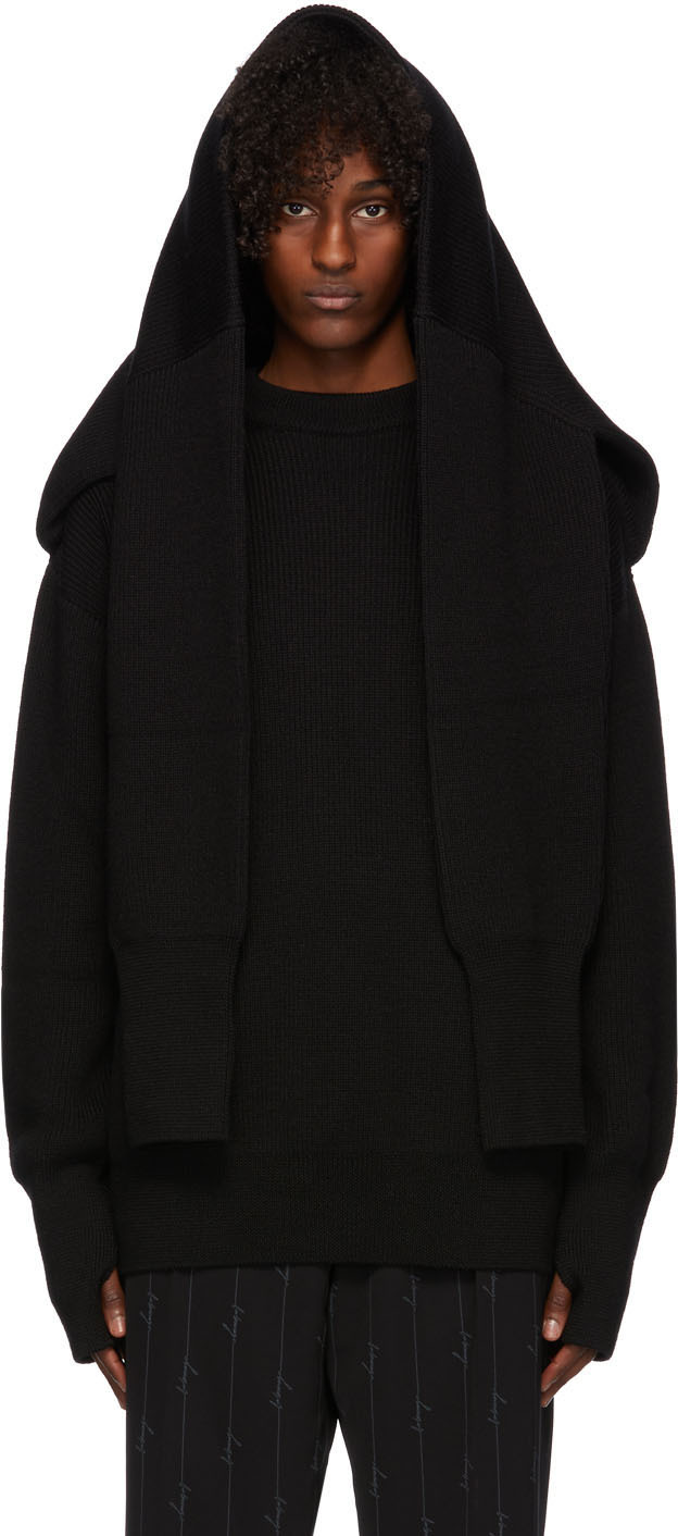 Balenciaga: Black Wool Double Fit Sweater | SSENSE